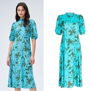 Diane von Furstenberg Nella Brushed Petals-print midi dress Collar A-line size 0